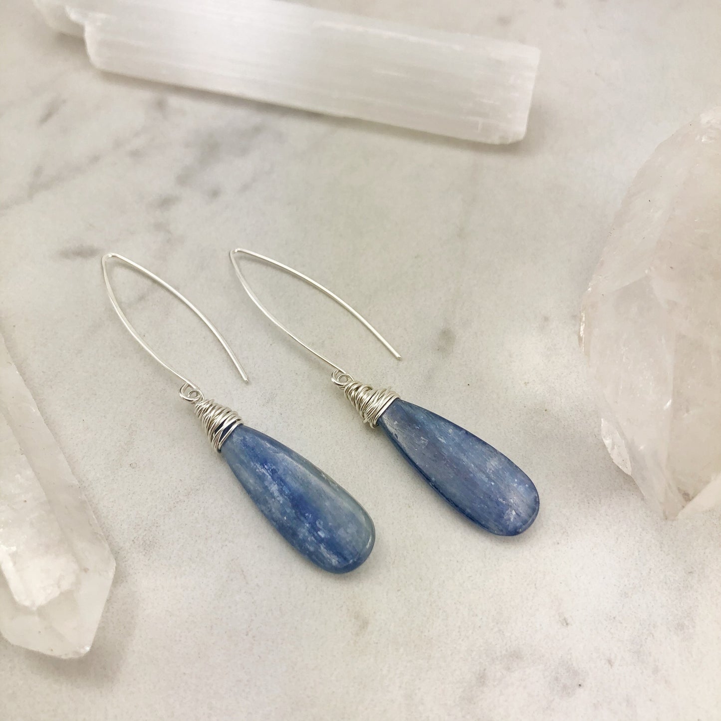 Teardrop Kyanite Earrings | Boho Teardrop Earrings | Blue Stone Earrings | Crystal Earrings | Statement Earrings | Silver Drop Earrings | Teardrop Earrings