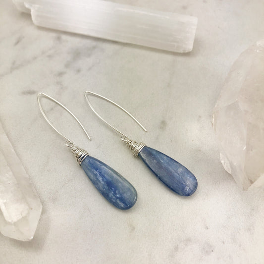 Teardrop Kyanite Earrings | Boho Teardrop Earrings | Blue Stone Earrings | Crystal Earrings | Statement Earrings | Silver Drop Earrings | Teardrop Earrings