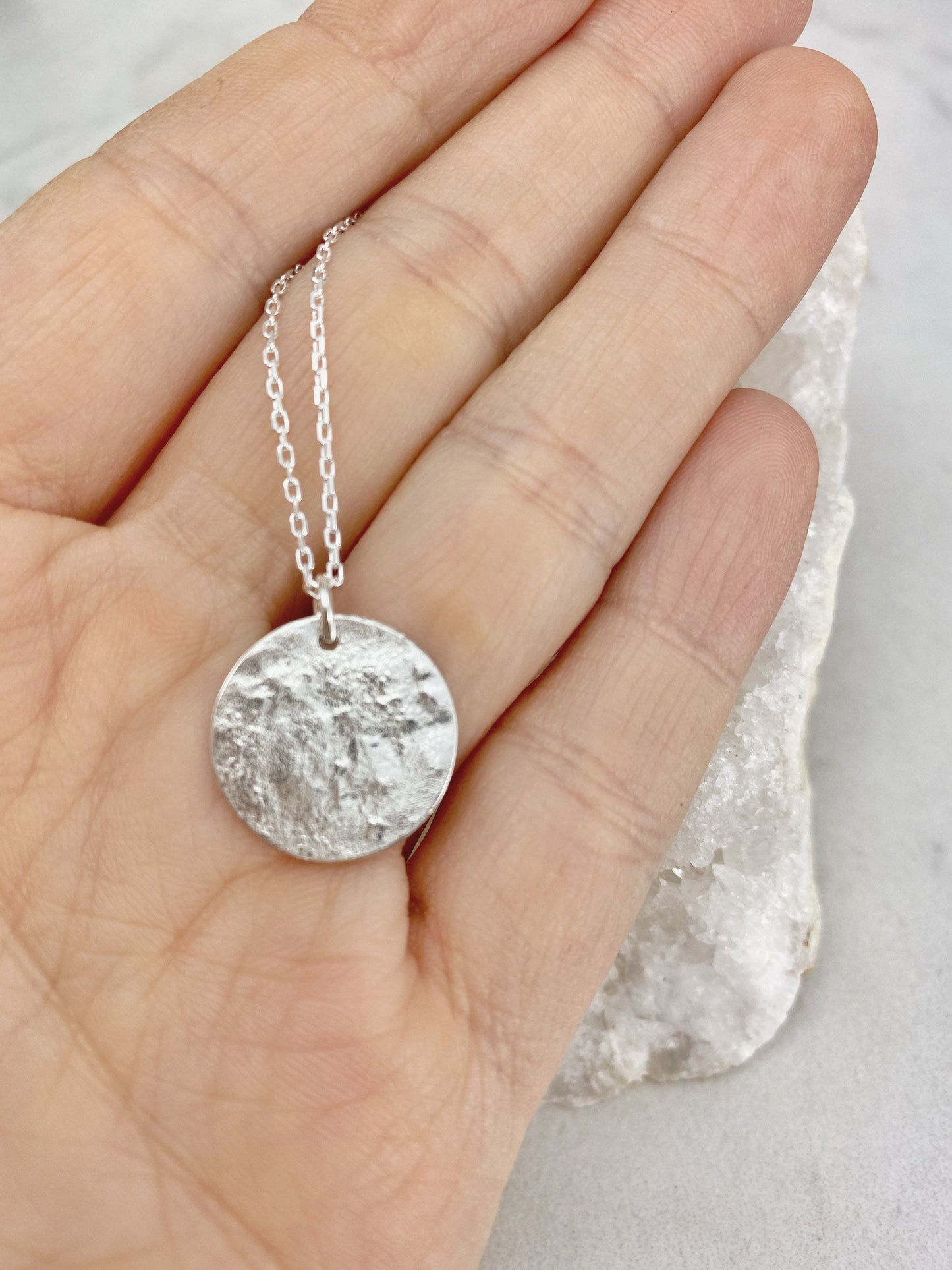 Silver Full Moon Necklace, moon necklace, boho charm necklace, silver charm necklace, dainty necklace, delicate moon necklace