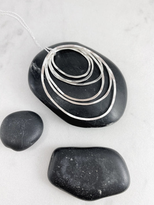 Sterling Silver Six Circle Necklace, hammered circle necklace, karma necklace, delicate necklace, eternity necklace, family necklace