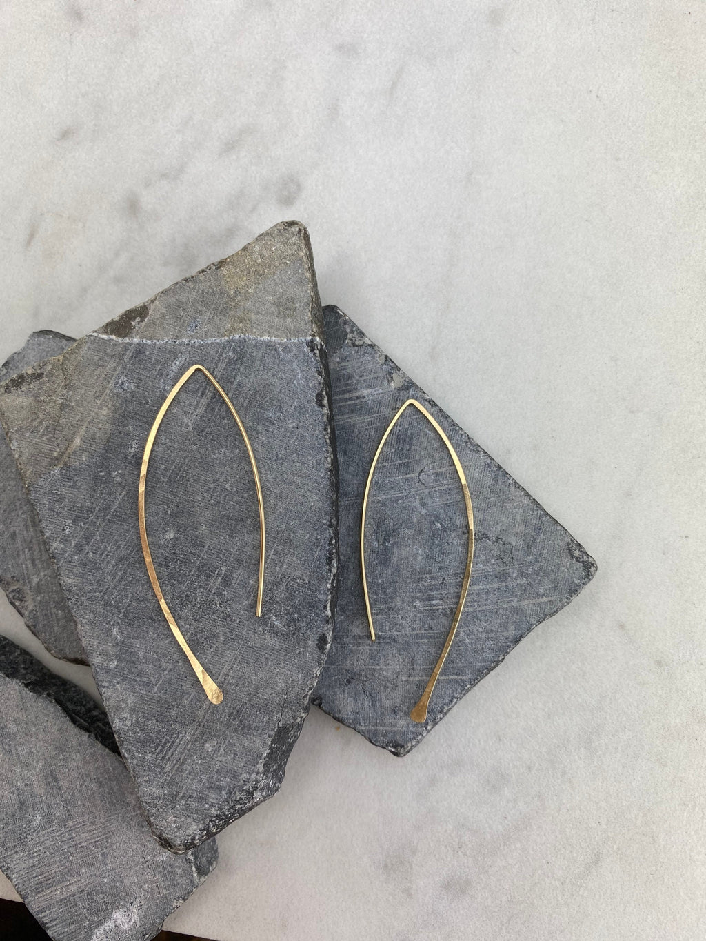 Hammered Gold Threader Earrings, minimalist earrings, drop earrings, open hoops, gold earrings
