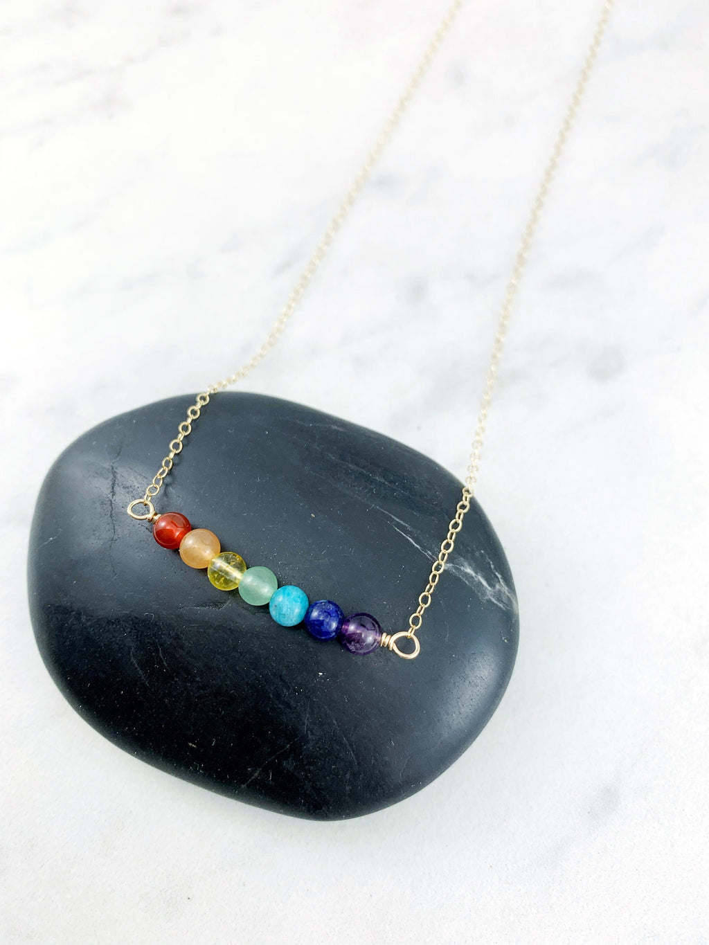 Rainbow Bar Necklace, gold necklace, bar necklace, pride, chakra, rainbow, gemstone necklace, delicate necklace