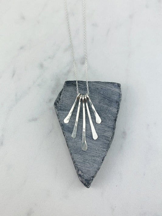Silver Fringe Necklace | Everyday Necklace | Handmade Fringe Pendant | Sunburst Necklace | Layering Necklace | Sterling Silver