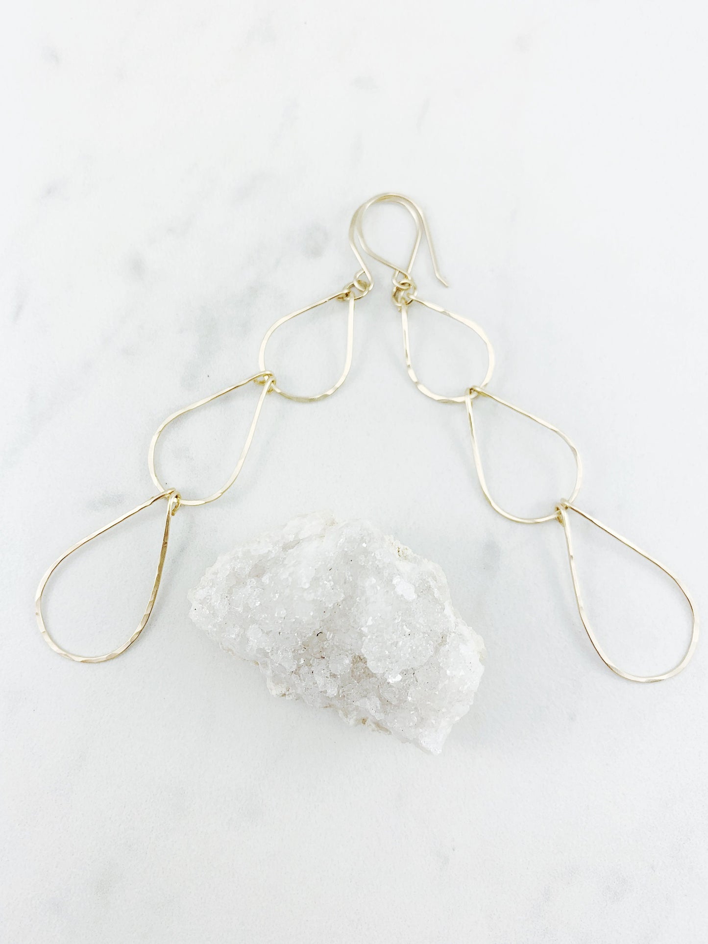 Gold Triple Teardrop Earrings | Waterfall Earrings | Gold Geometric Earrings| 14 K Gold Fill