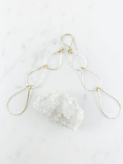 Gold Triple Teardrop Earrings | Waterfall Earrings | Gold Geometric Earrings| 14 K Gold Fill