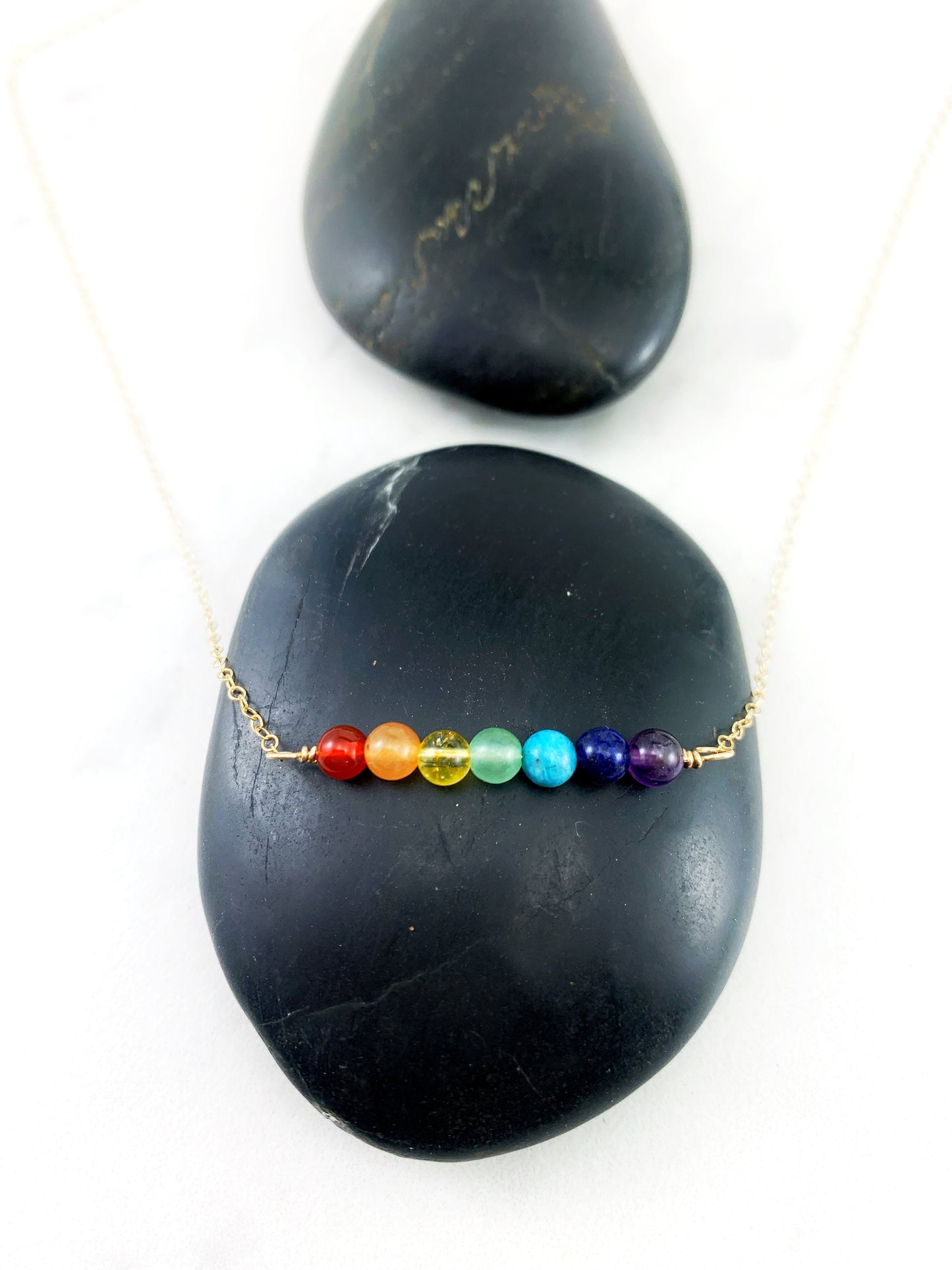Rainbow Bar Necklace, gold necklace, bar necklace, pride, chakra, rainbow, gemstone necklace, delicate necklace