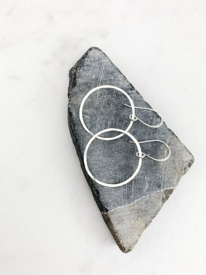 Sterling Silver Hoop Earrings, small silver hoops, hammered earrings, circle jewelry, karma rings, minimalist jewelry