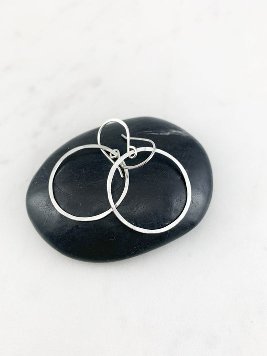 Sterling Silver Hoop Earrings, small silver hoops, hammered earrings, circle jewelry, karma rings, minimalist jewelry