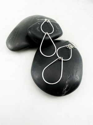 2-Tier Sterling Silver Teardrop Earrings, droplet earrings, open teardrop earrings, waterfall earrings, statement earrings