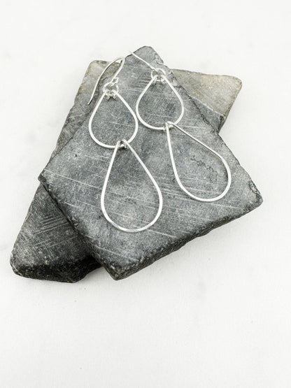 Silver Double  Teardrop Earrings | Waterfall Earrings | Silver Teardrop Earrings | Sterling Silver