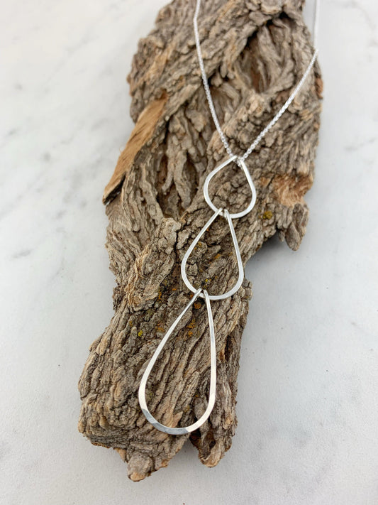 3-Tier Sterling Silver Waterfall Necklace, geometric jewelry, teardrop necklace, dainty necklace, boho jewelry