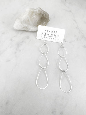 3-Tier Sterling Silver Teardrop Earrings, droplet earrings, teardrop earrings, geometric jewelry, statement earrings, waterfall earrings