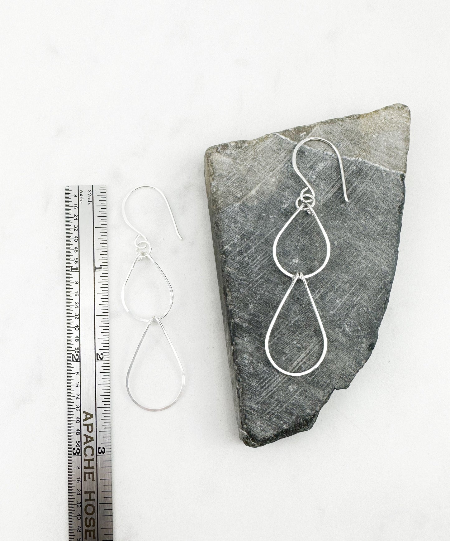 Silver Double  Teardrop Earrings | Waterfall Earrings | Silver Teardrop Earrings | Sterling Silver