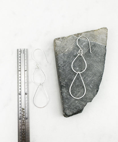 Silver Double  Teardrop Earrings | Waterfall Earrings | Silver Teardrop Earrings | Sterling Silver