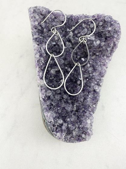Silver Double  Teardrop Earrings | Waterfall Earrings | Silver Teardrop Earrings | Sterling Silver