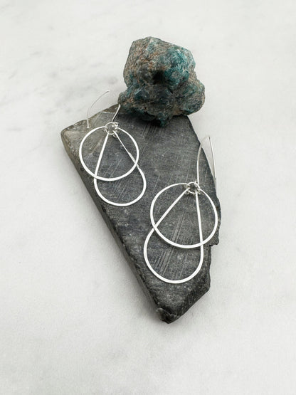 Silver Art Deco Hoops | Teardrop Earrings | Geometric Earrings | Statement Earrings | Hammered Hoops | Sterling Silver