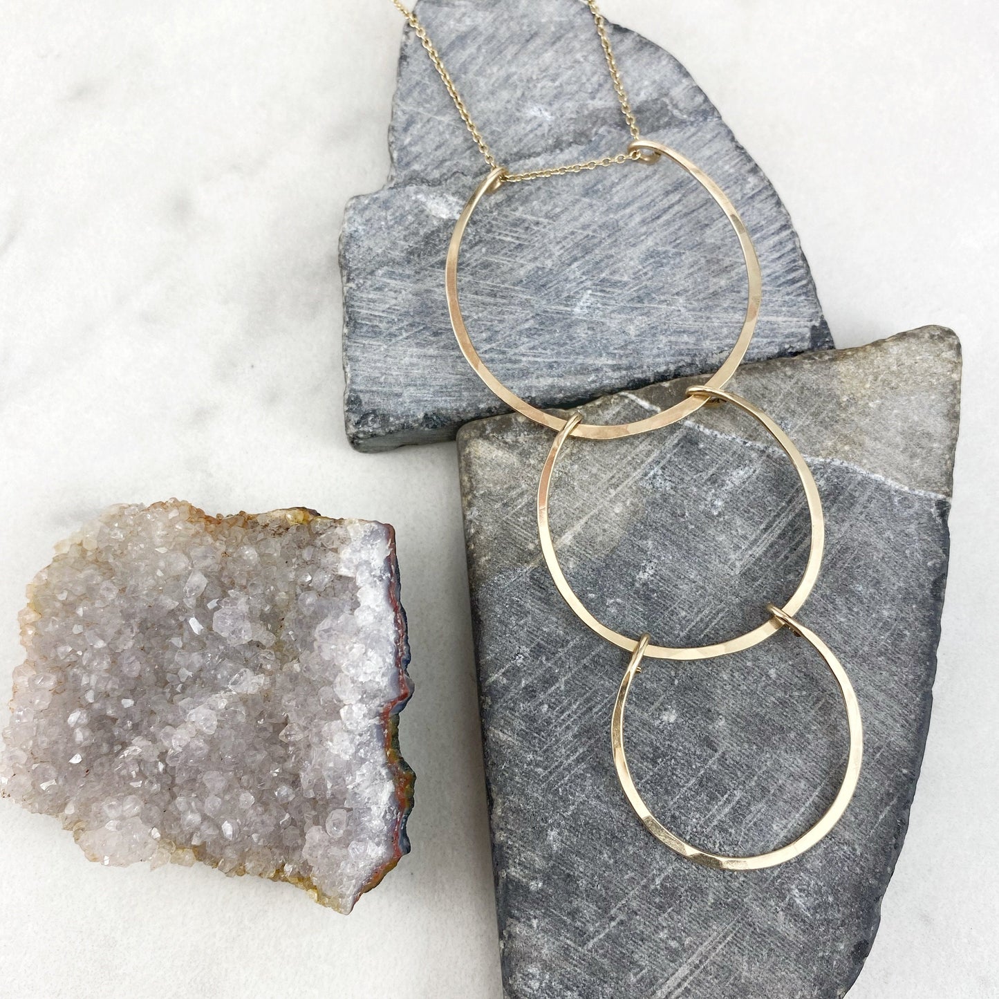 Gold Supernova Necklace  | Arch Necklace | Cascading Pendant | Statement Necklace | Hammered Pendant | Layering Pendant | Gold Boho Necklace | 14 K Gold Filled