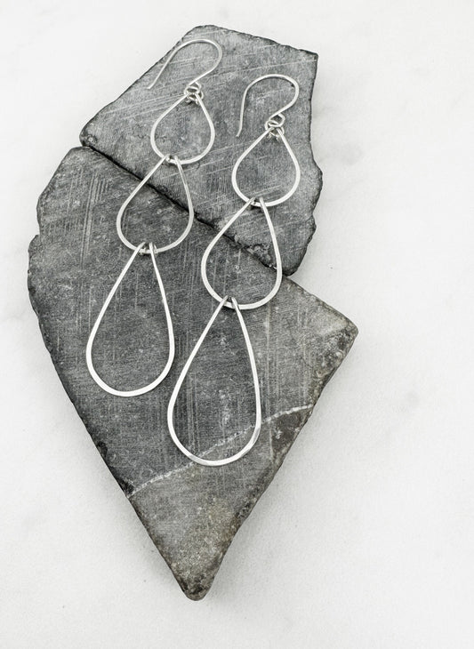 Silver Triple Teardrop Earrings | Waterfall Earrings | Silver Teardrop Earrings | Sterling Silver