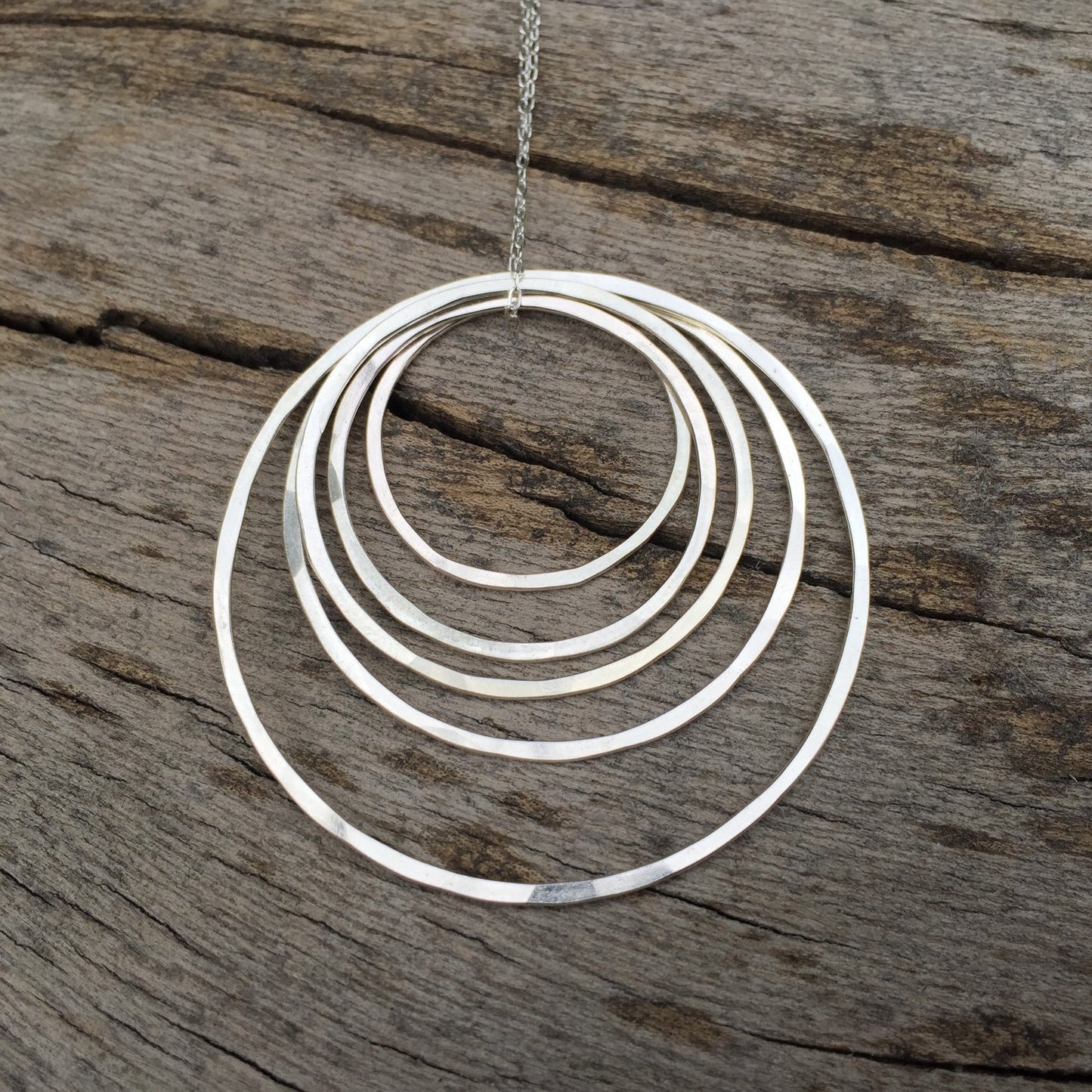 Silver Hammered Five Circle Necklace | Karma Necklace | Circle Pendant | Hammered Circle Necklace | Family Necklace | Generations Necklace | Mother Necklace
